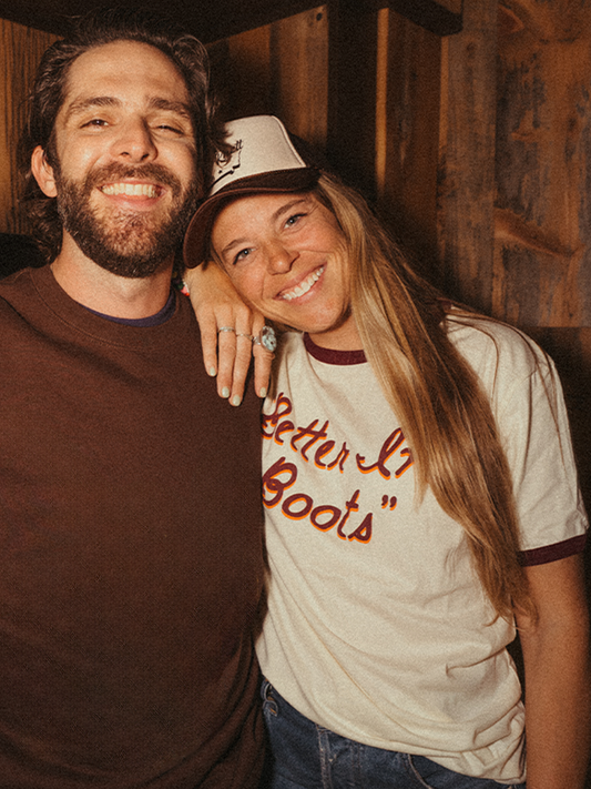 Better in Boots Script Ringer Tee