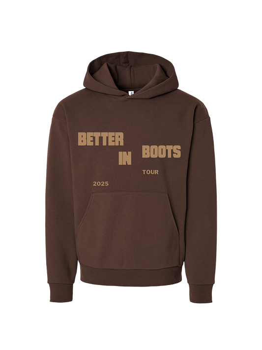 Staggered Better in Boots Brown Hoodie